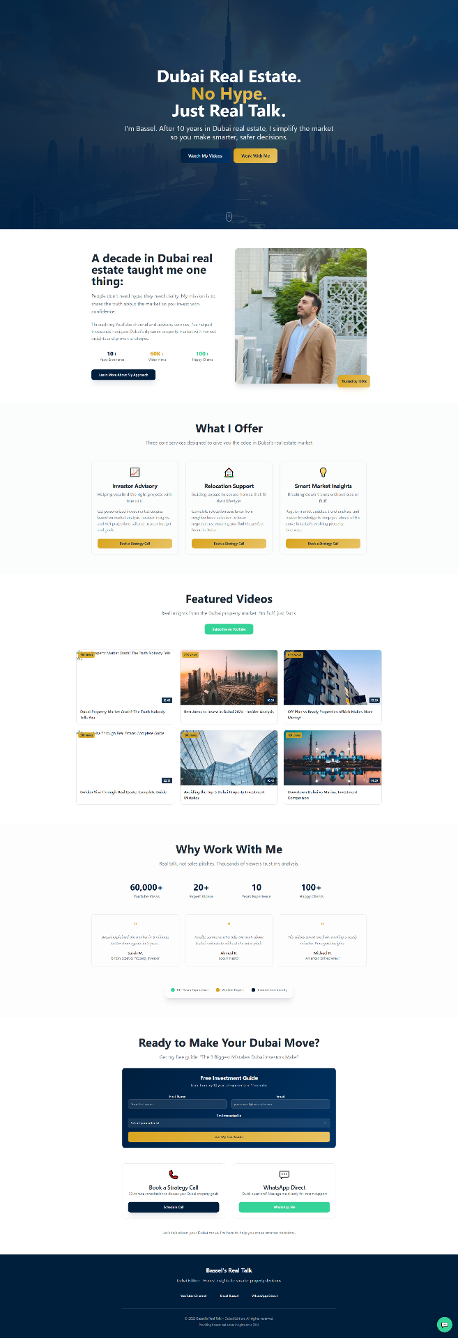 Dubai real estate advisory website with market insights and lead generation.